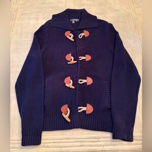 Ralph Lauren Dark Blue Sweater with Brown Leather Details